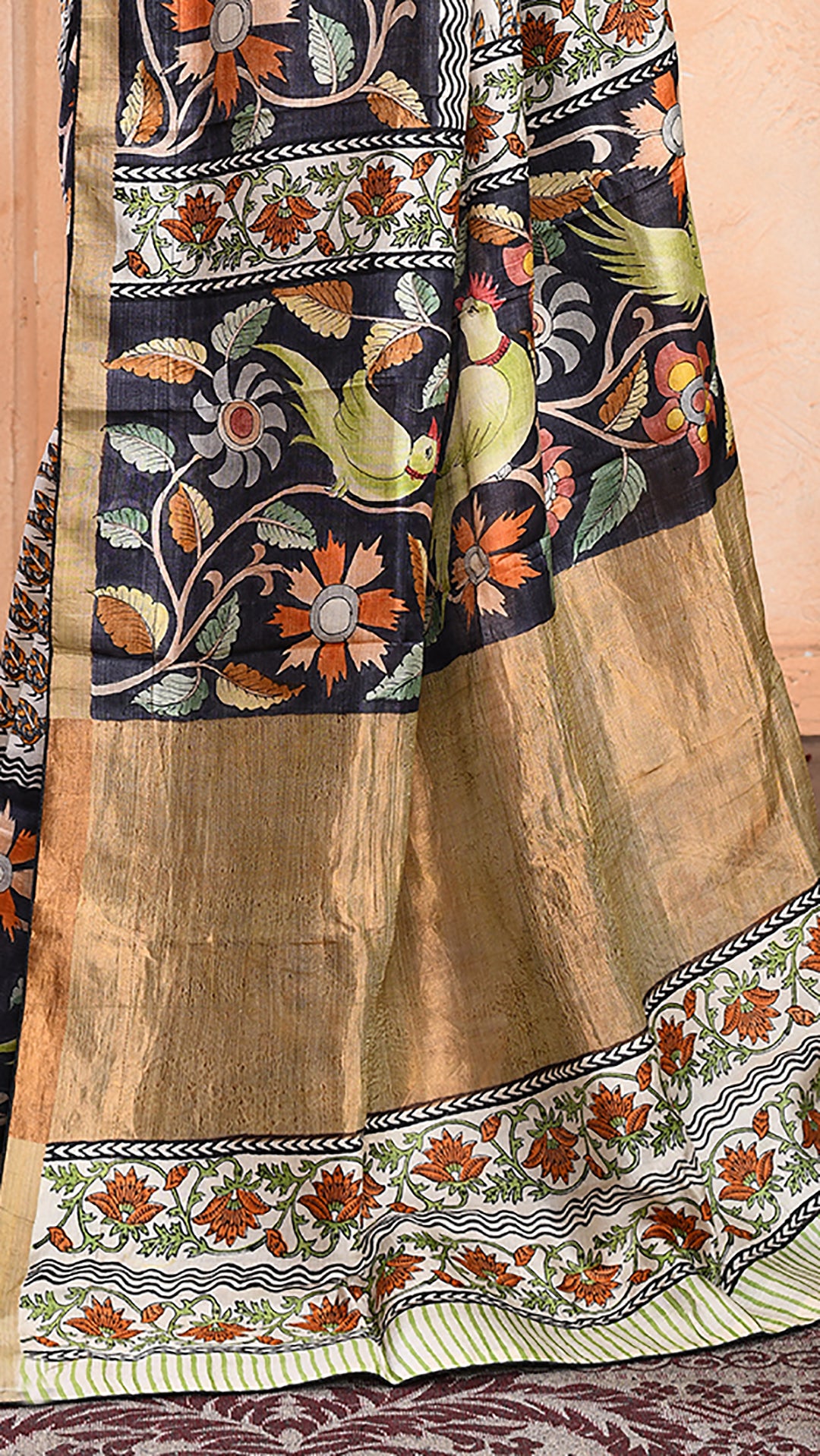silk - Handblock Handpainted saree