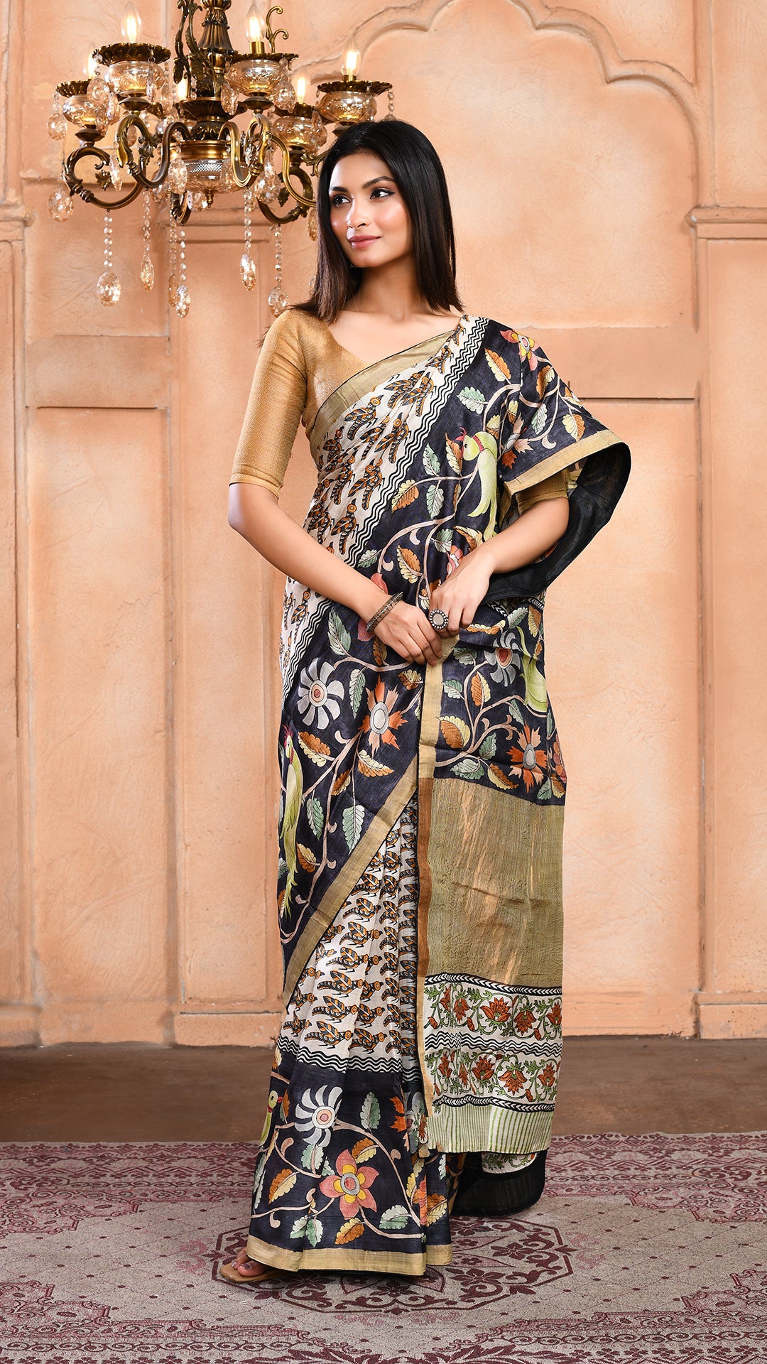 silk - Handblock Handpainted saree
