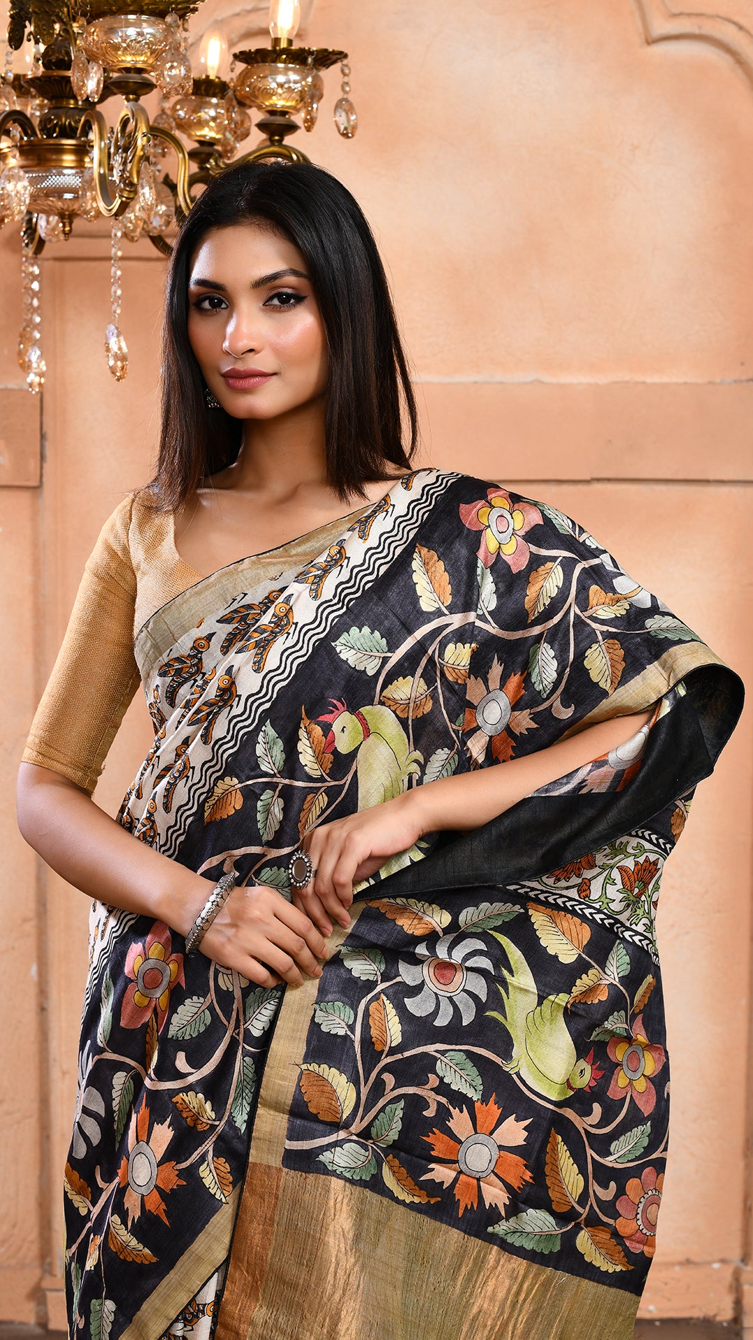 silk - Handblock Handpainted saree