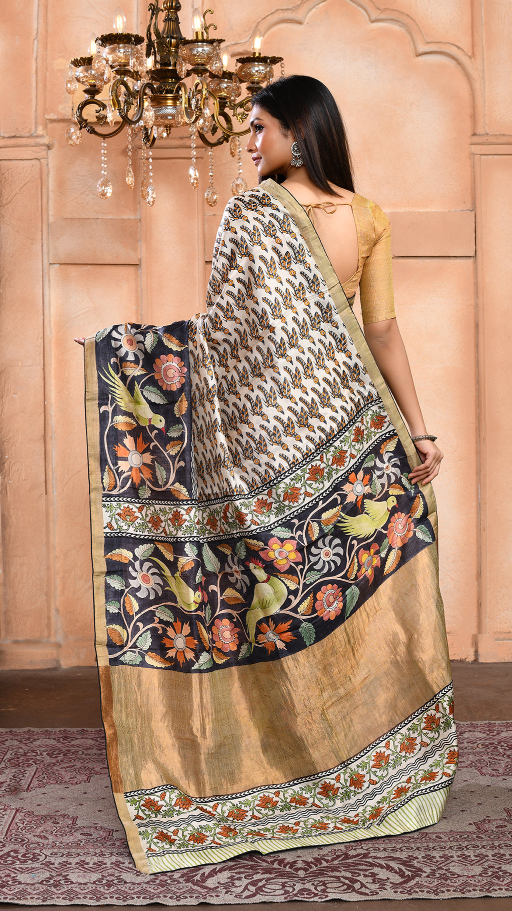 silk - Handblock Handpainted saree