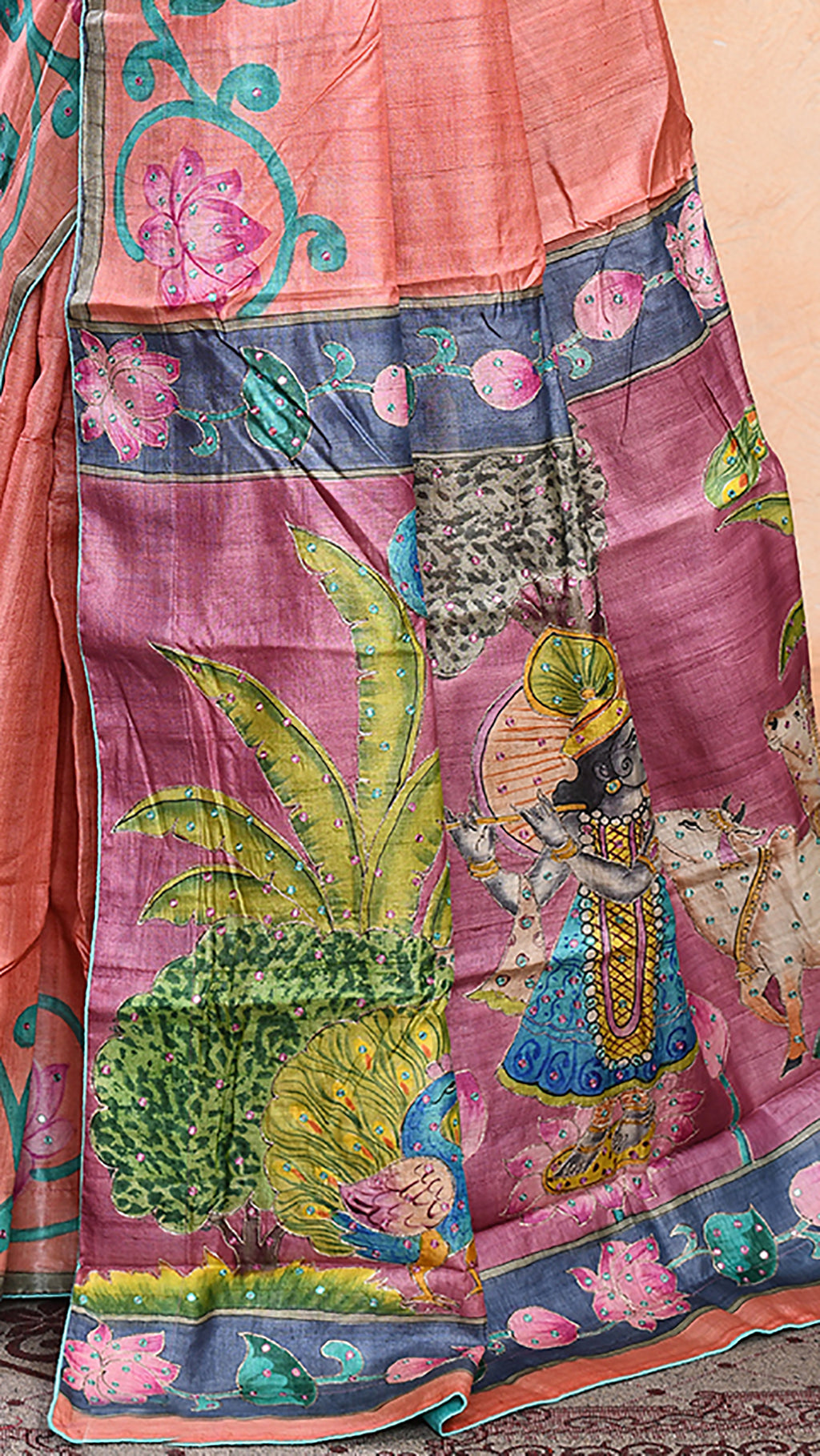 Tussar Zari Handpainted Saree