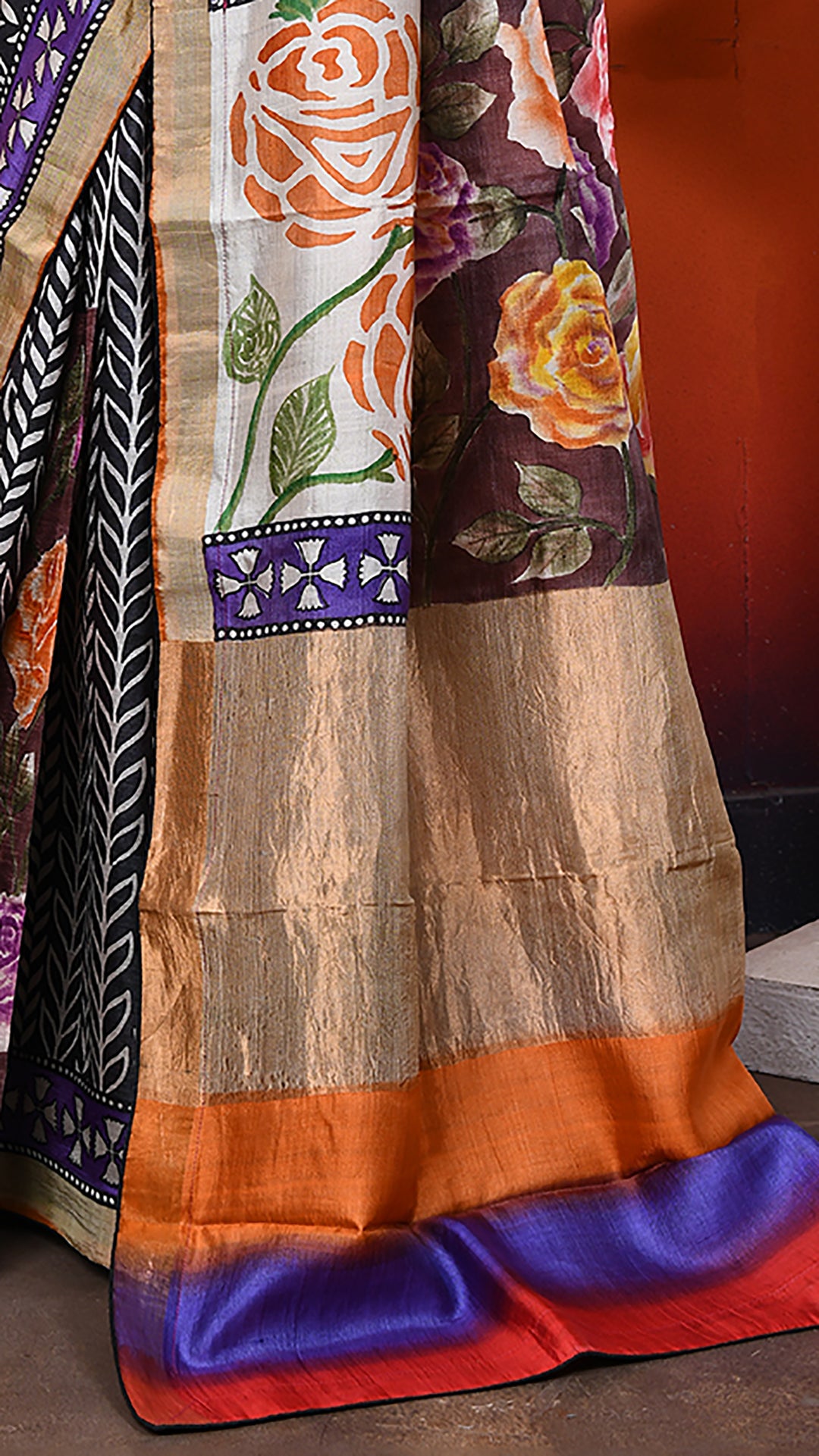 silk - Handblock Handpainted saree
