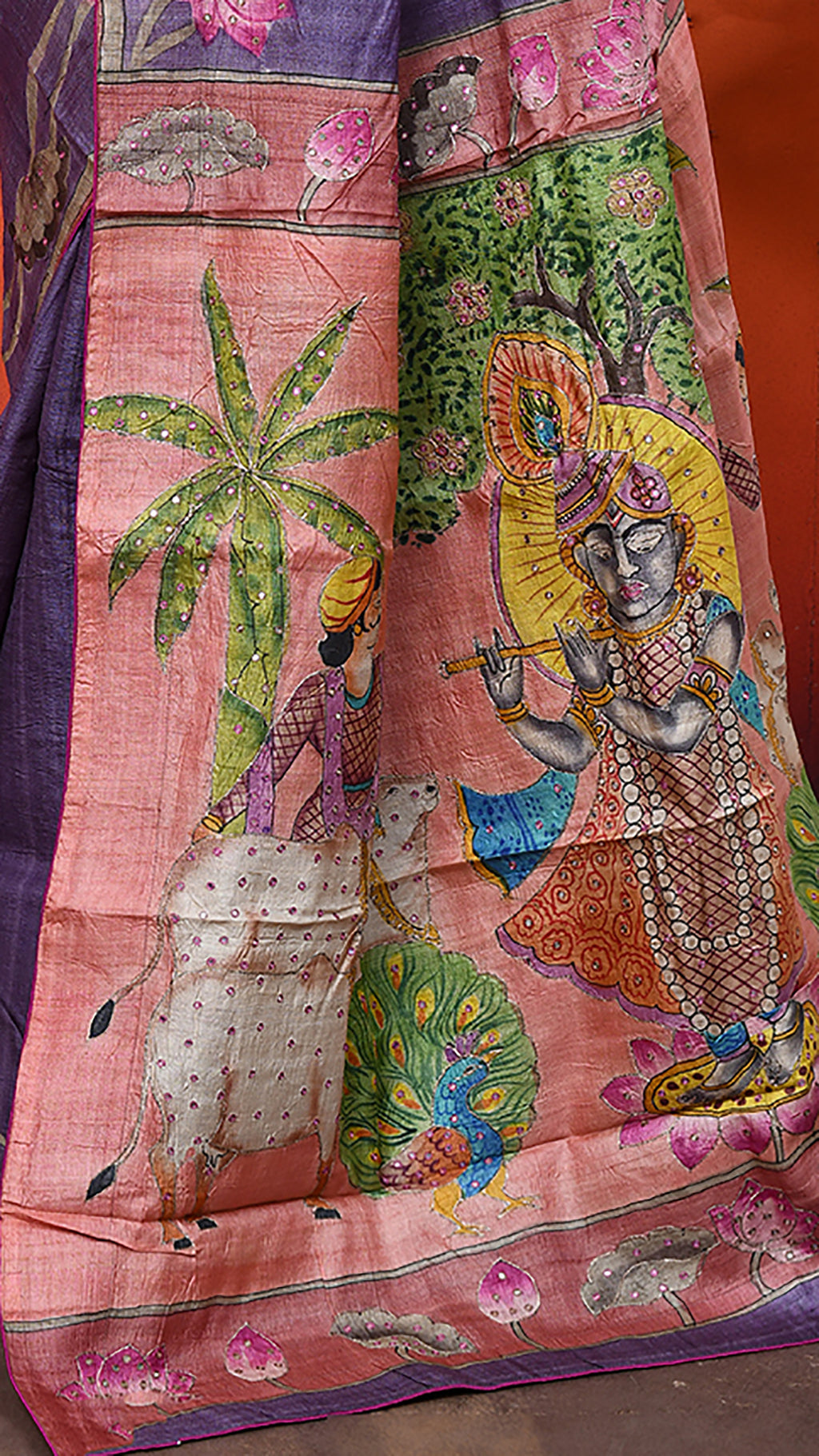 Tussar Zari Handpainted Saree