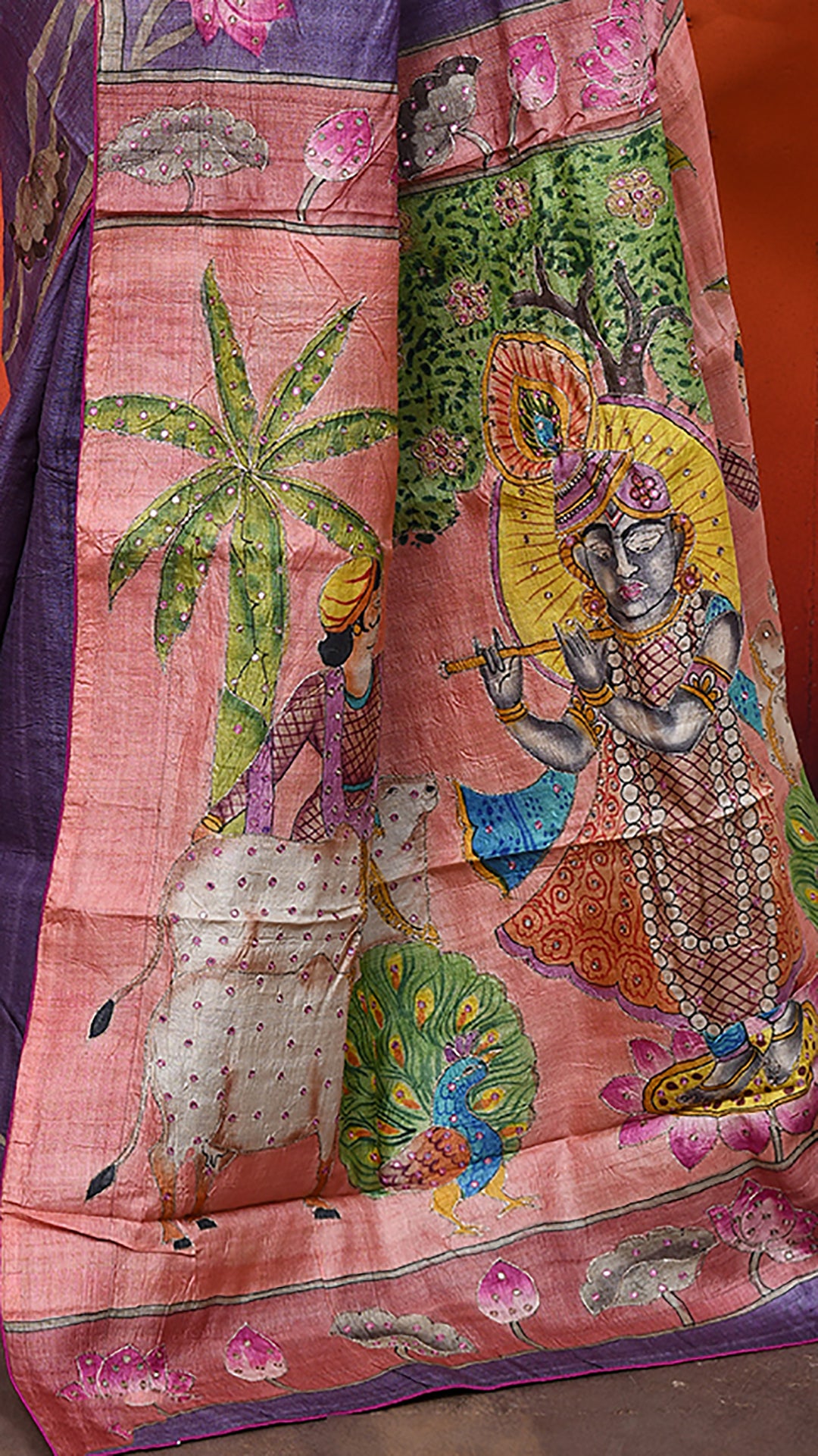 Tussar Zari Handpainted Saree