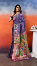 Tussar Zari Handpainted Saree