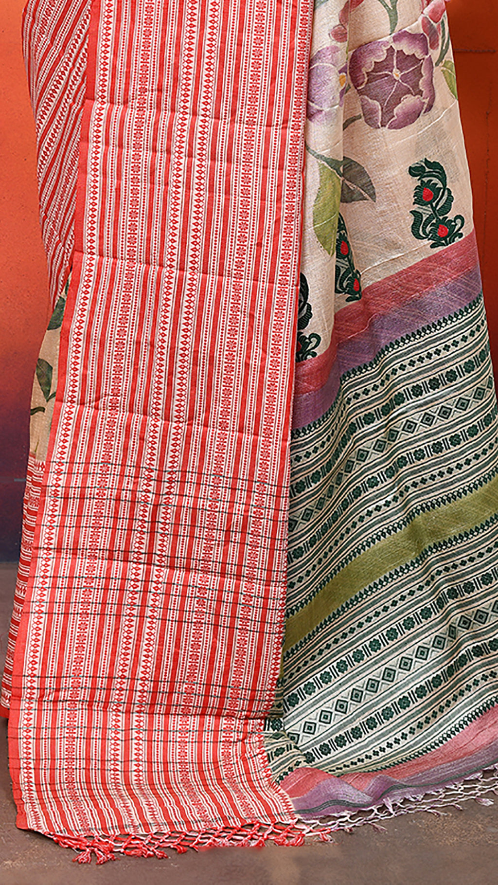 Tasar Handpainted Saree