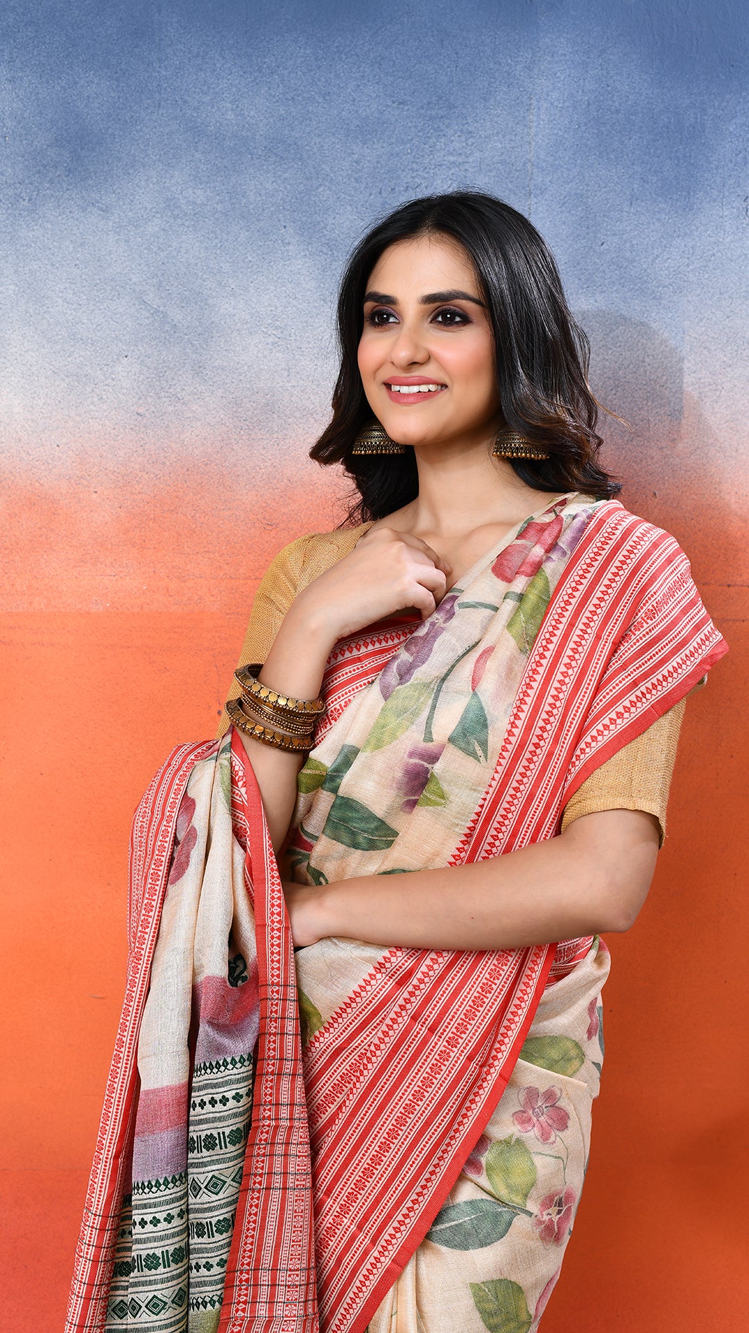 Tasar Handpainted Saree