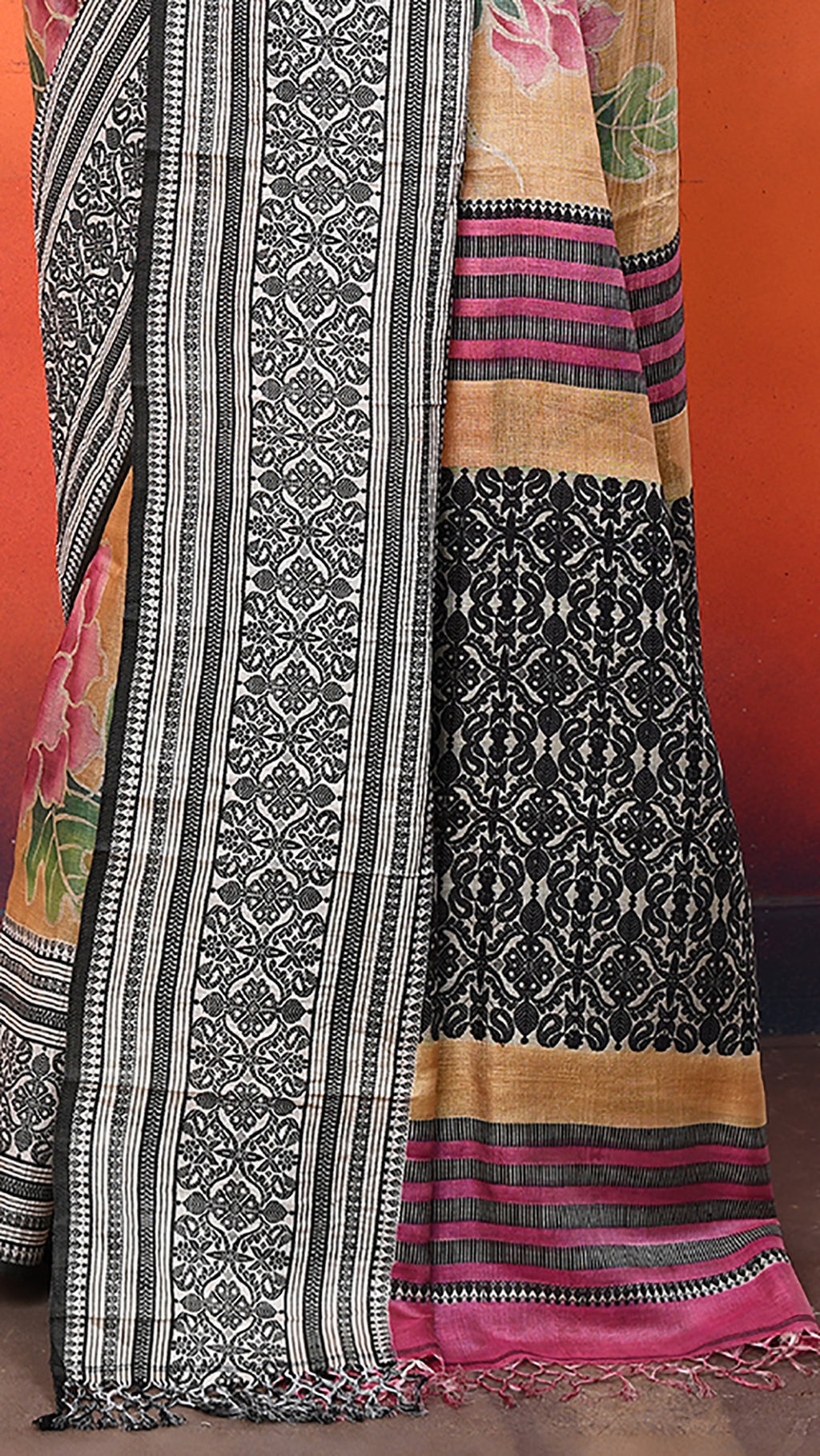 Tasar Handpainted Saree