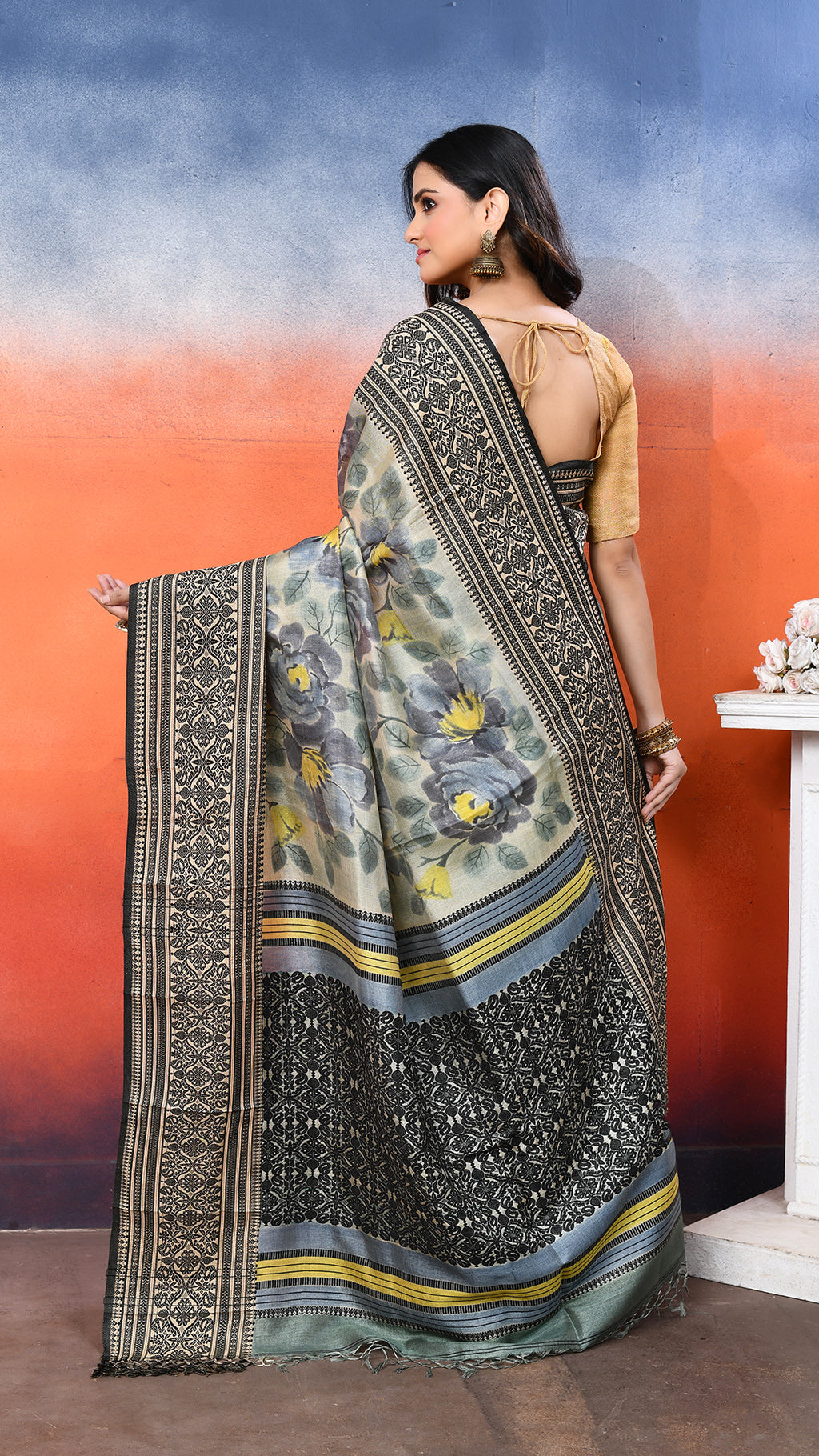 Tasar Handpainted Saree