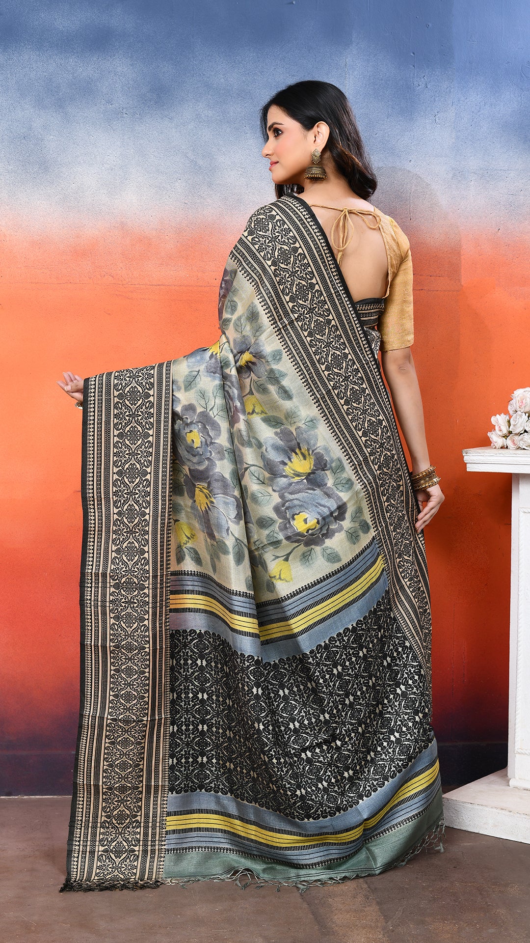 Tasar Handpainted Saree