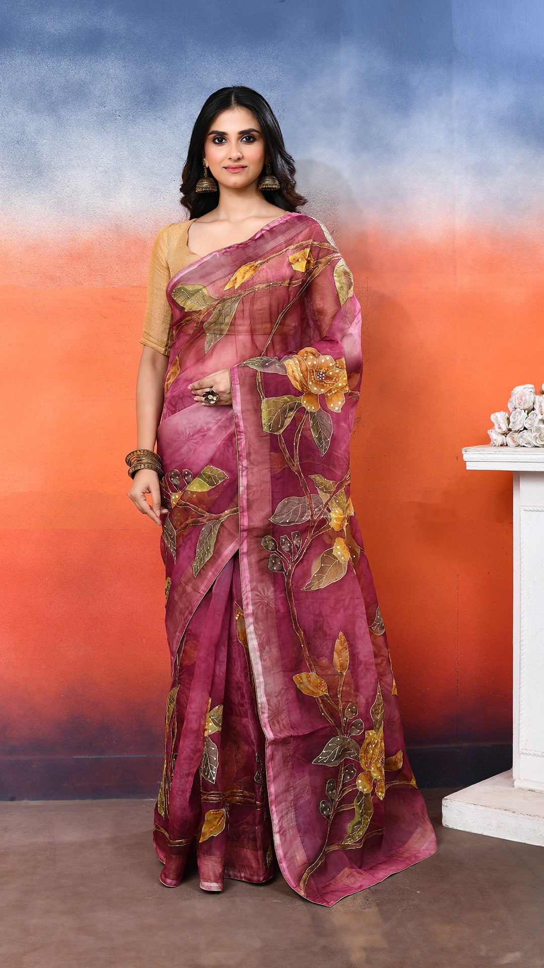 Muslin Embroidered Saree