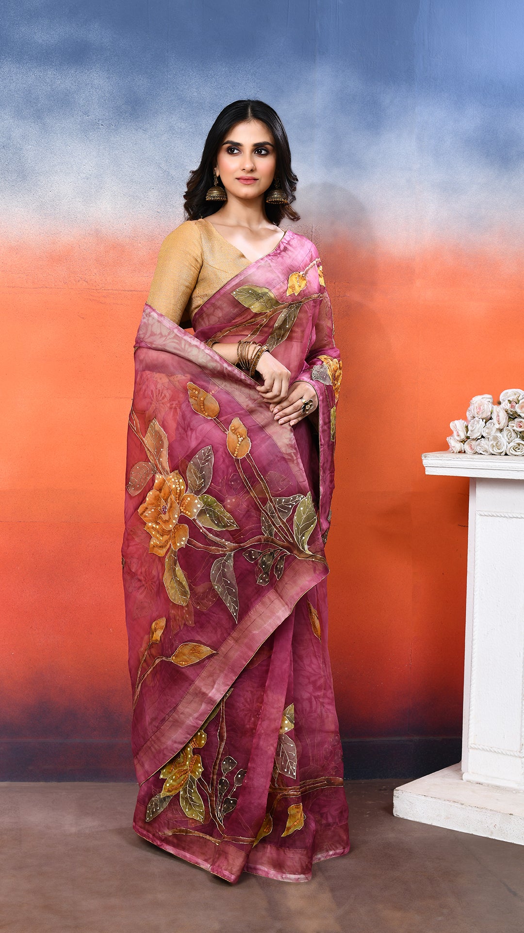 Muslin Embroidered Saree
