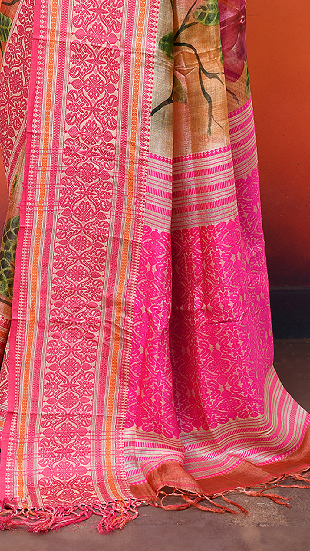 Tasar Handpainted Saree