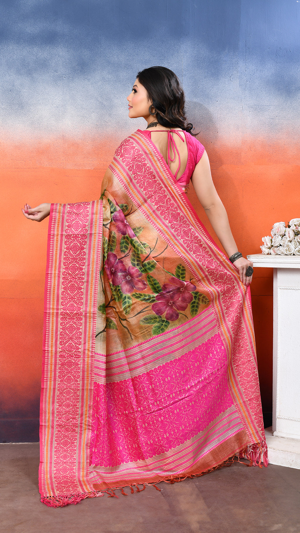 Tasar Handpainted Saree