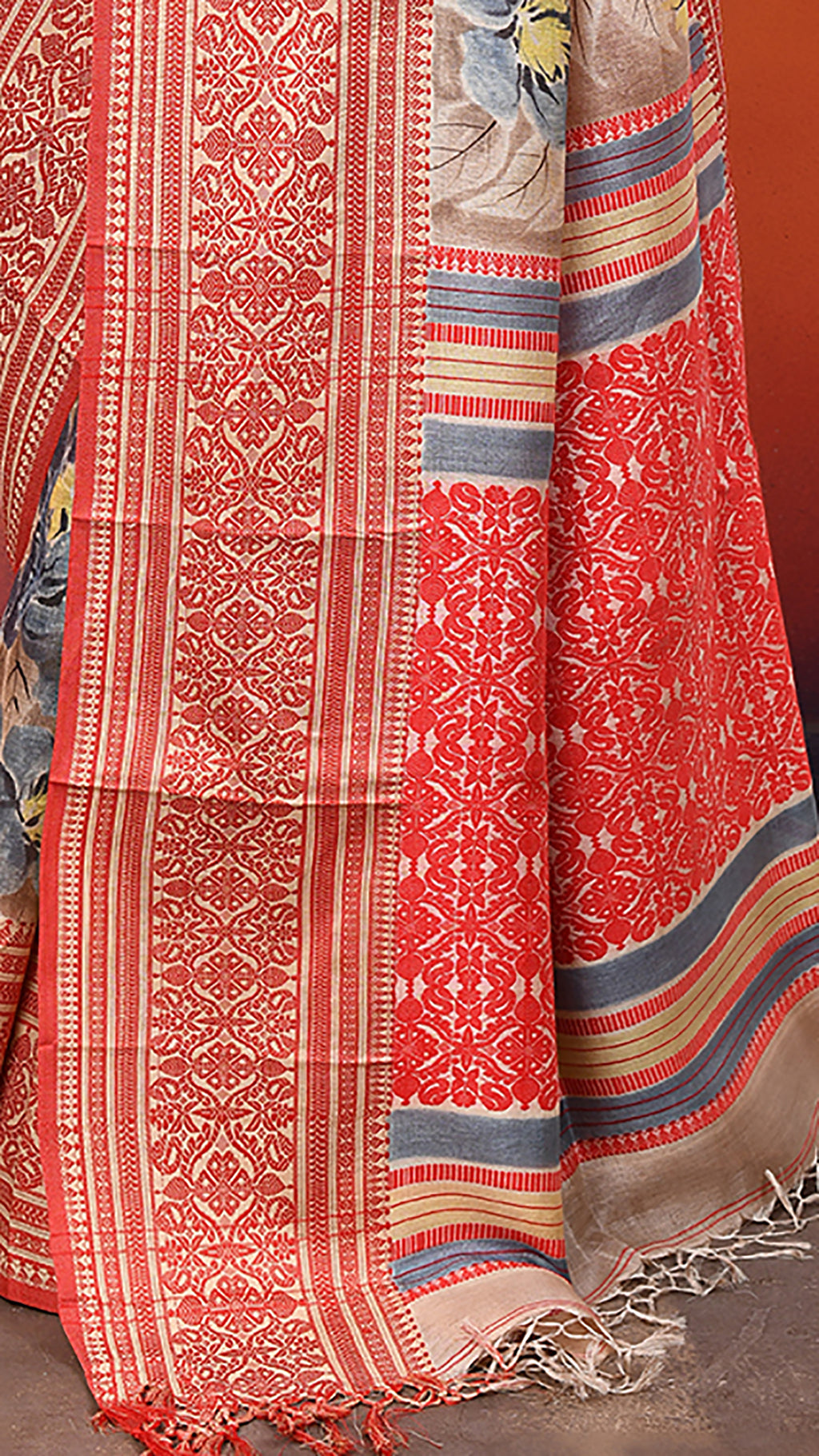 Tasar Handpainted Saree