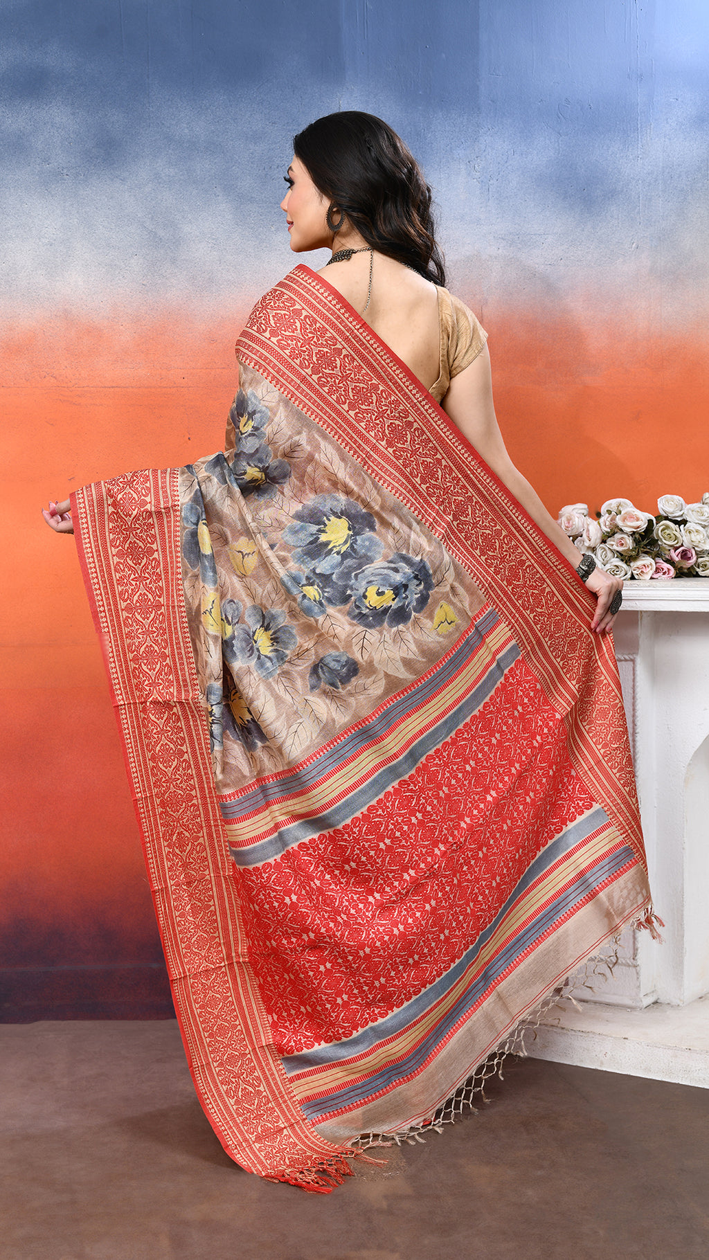 Tasar Handpainted Saree