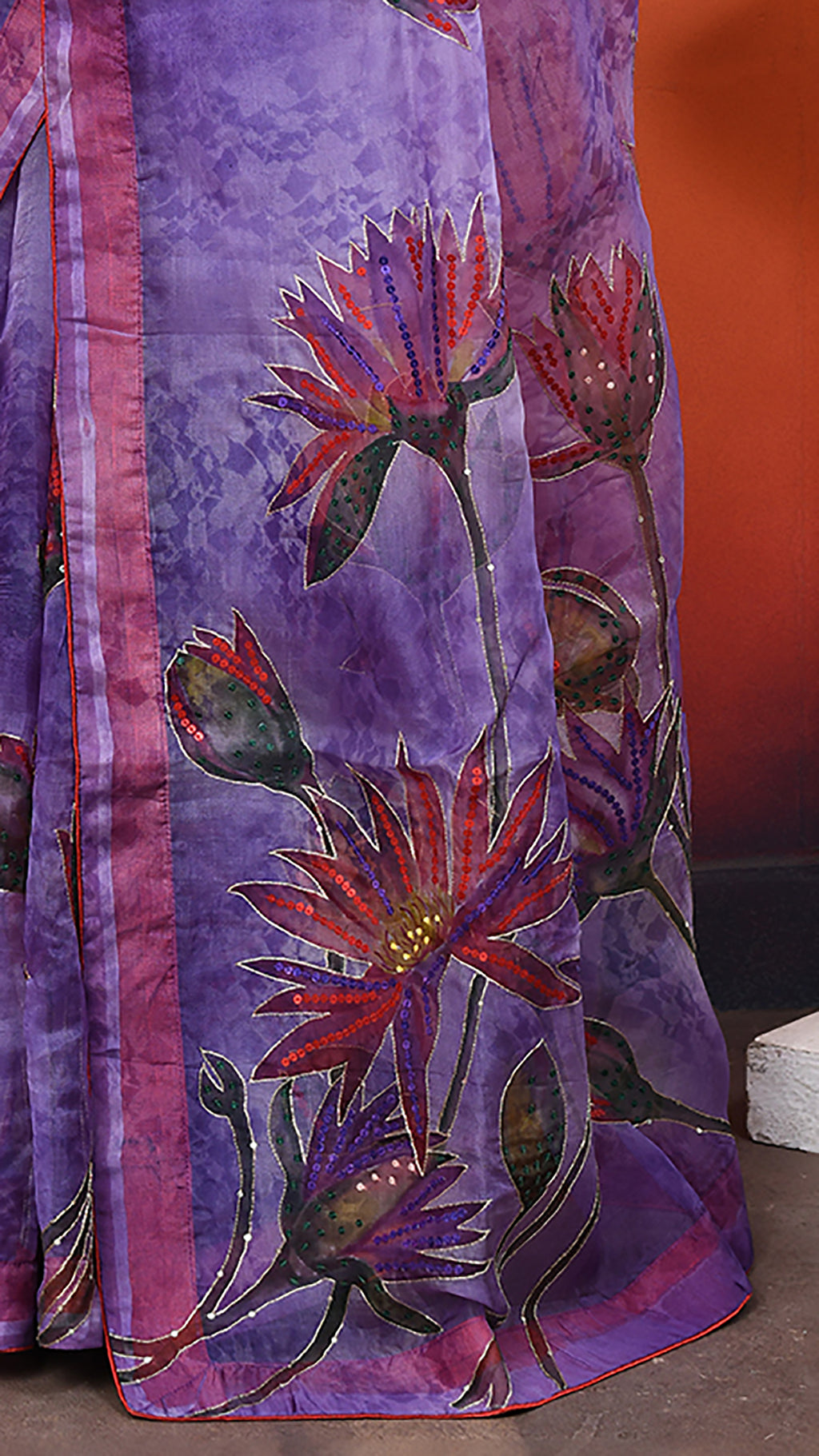 Muslin Embroidered Saree