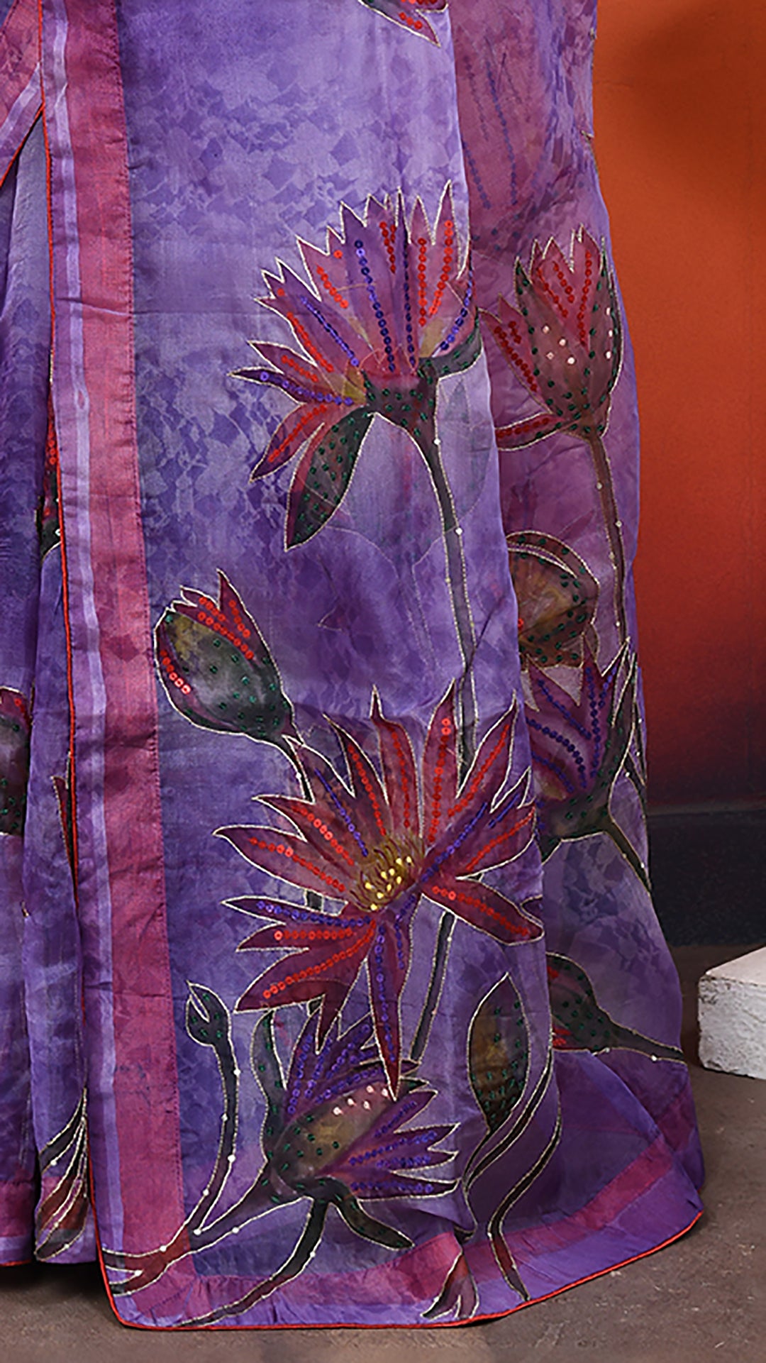 Muslin Embroidered Saree