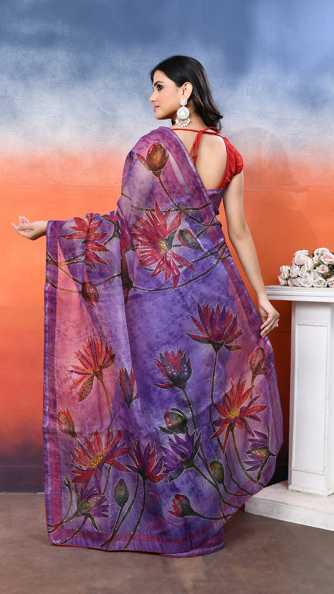 Muslin Embroidered Saree