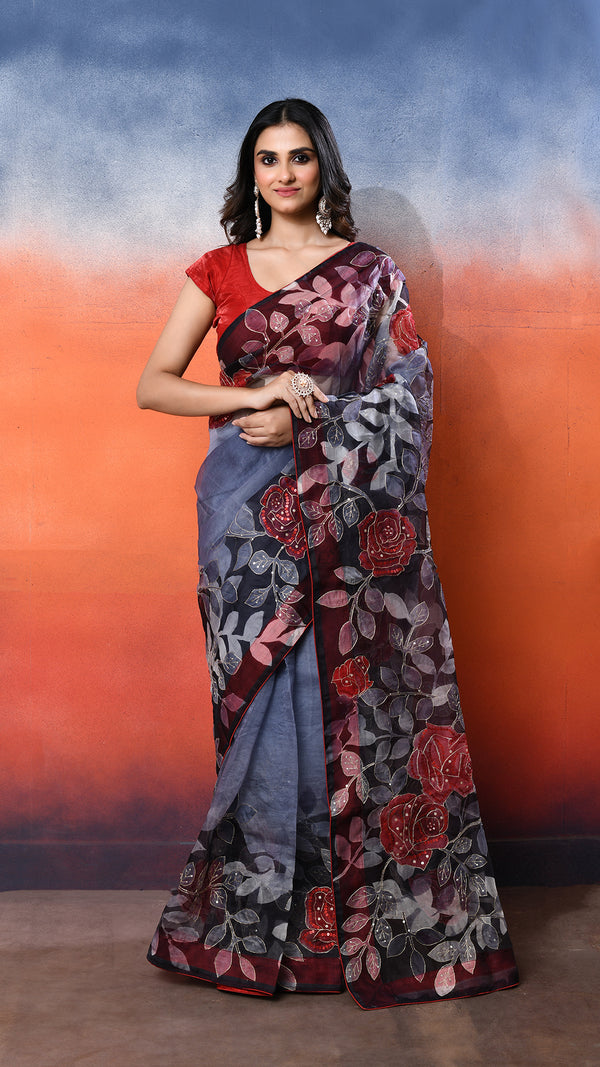 Muslin Embroidered Saree
