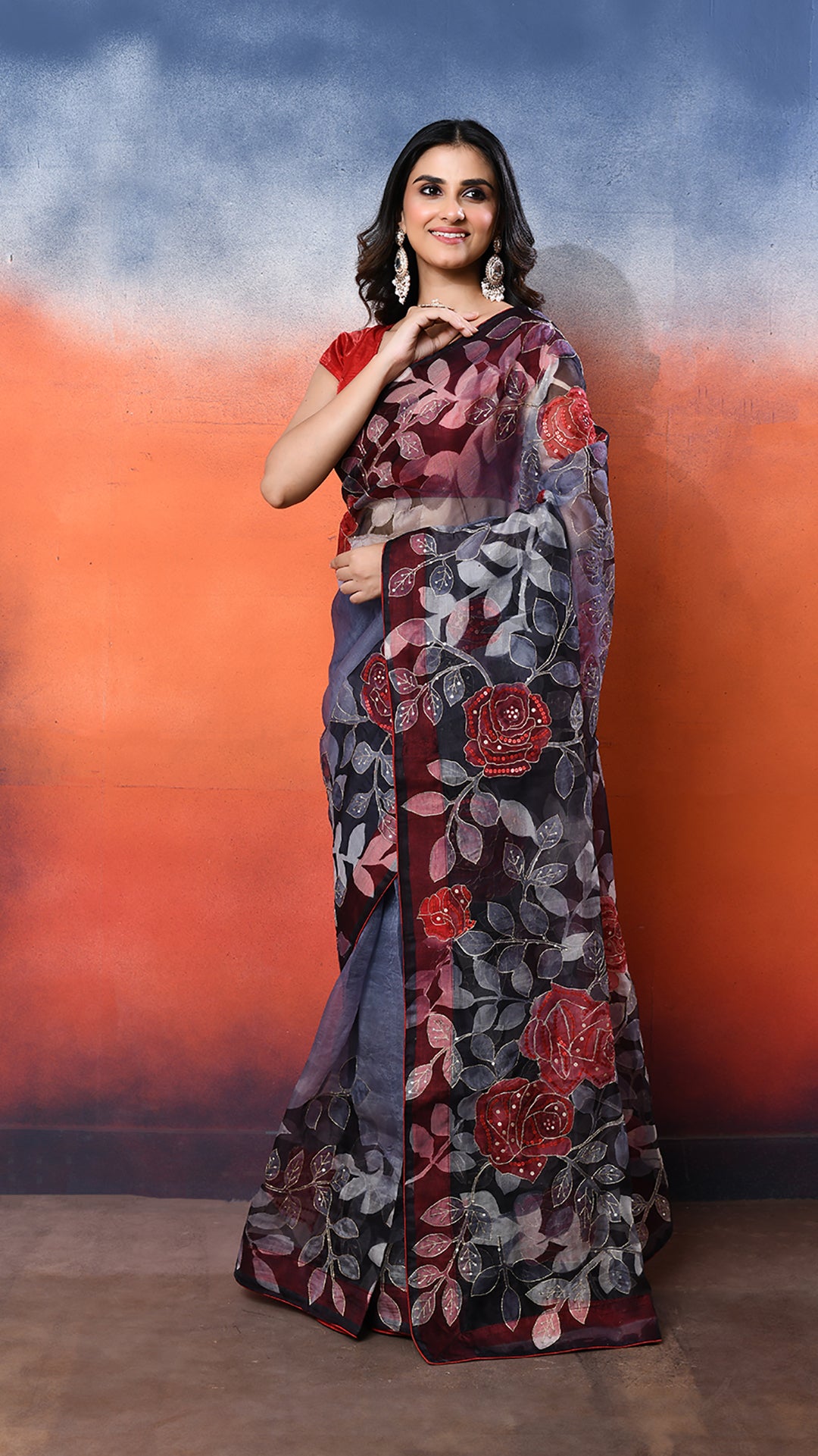 Muslin Embroidered Saree