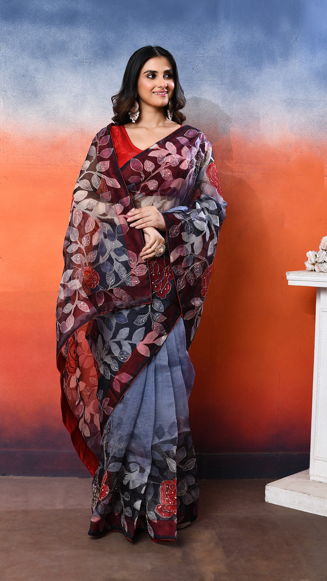 Muslin Embroidered Saree