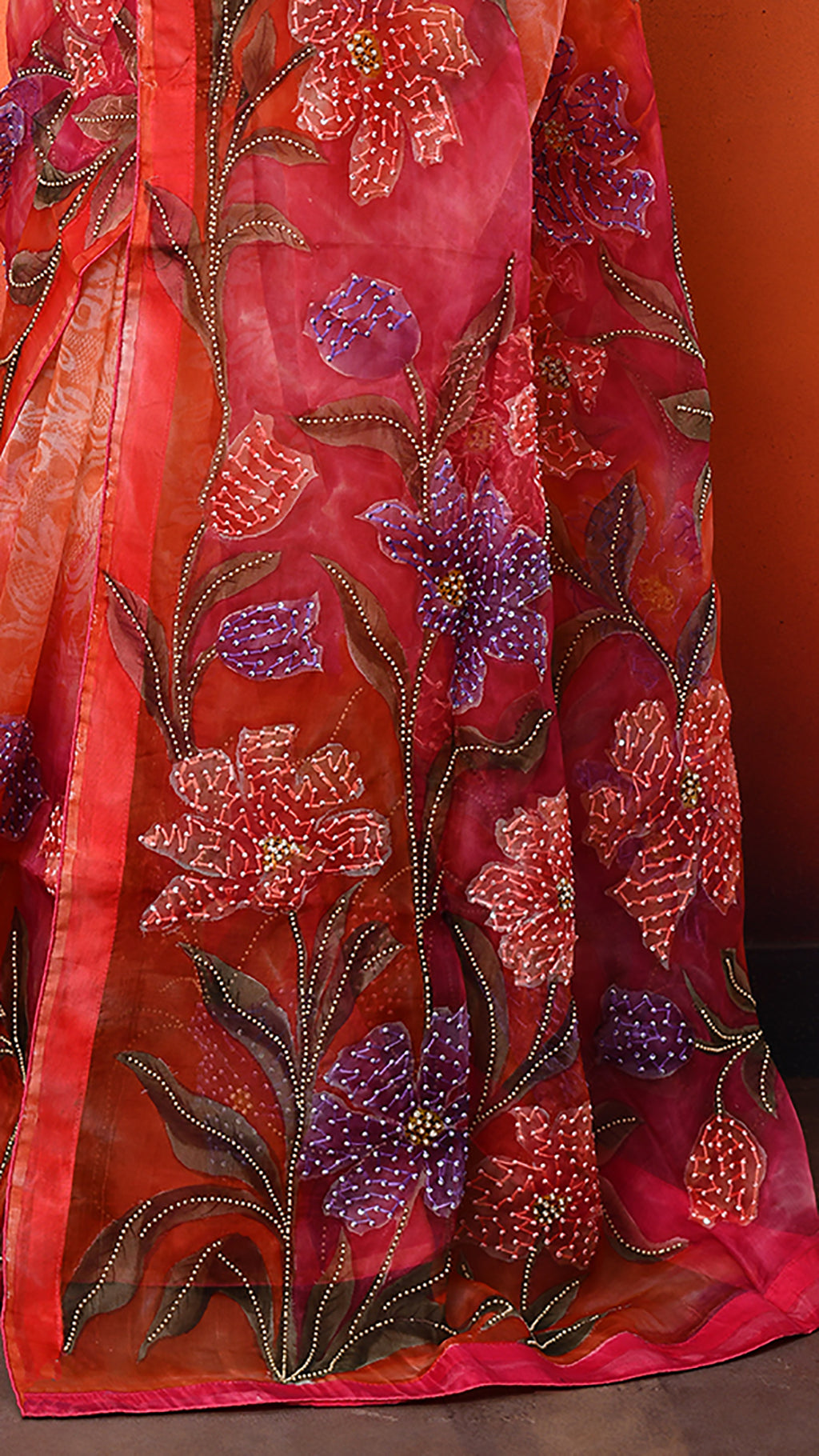 Muslin Embroidered Saree