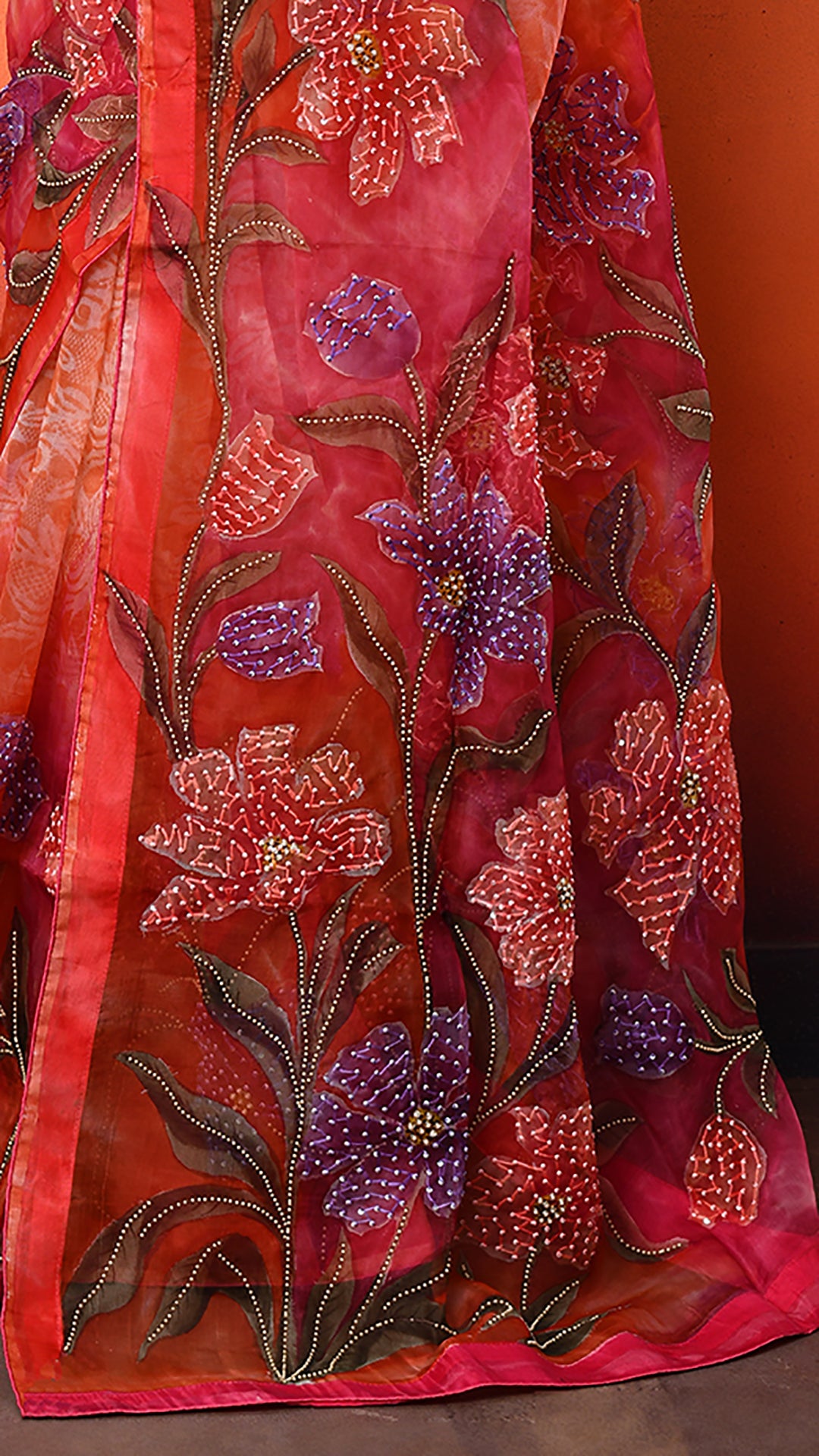 Muslin Embroidered Saree