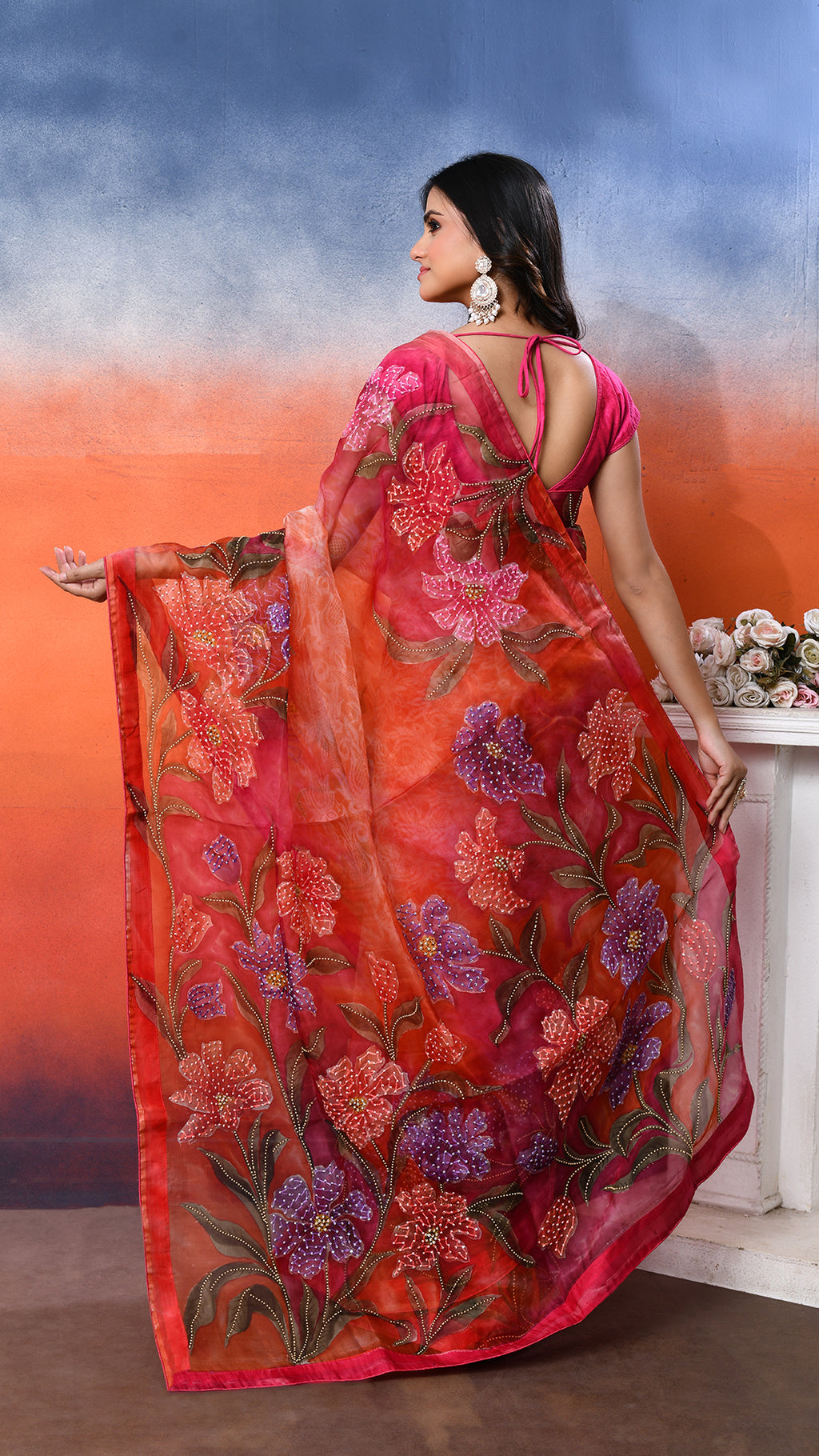 Muslin Embroidered Saree