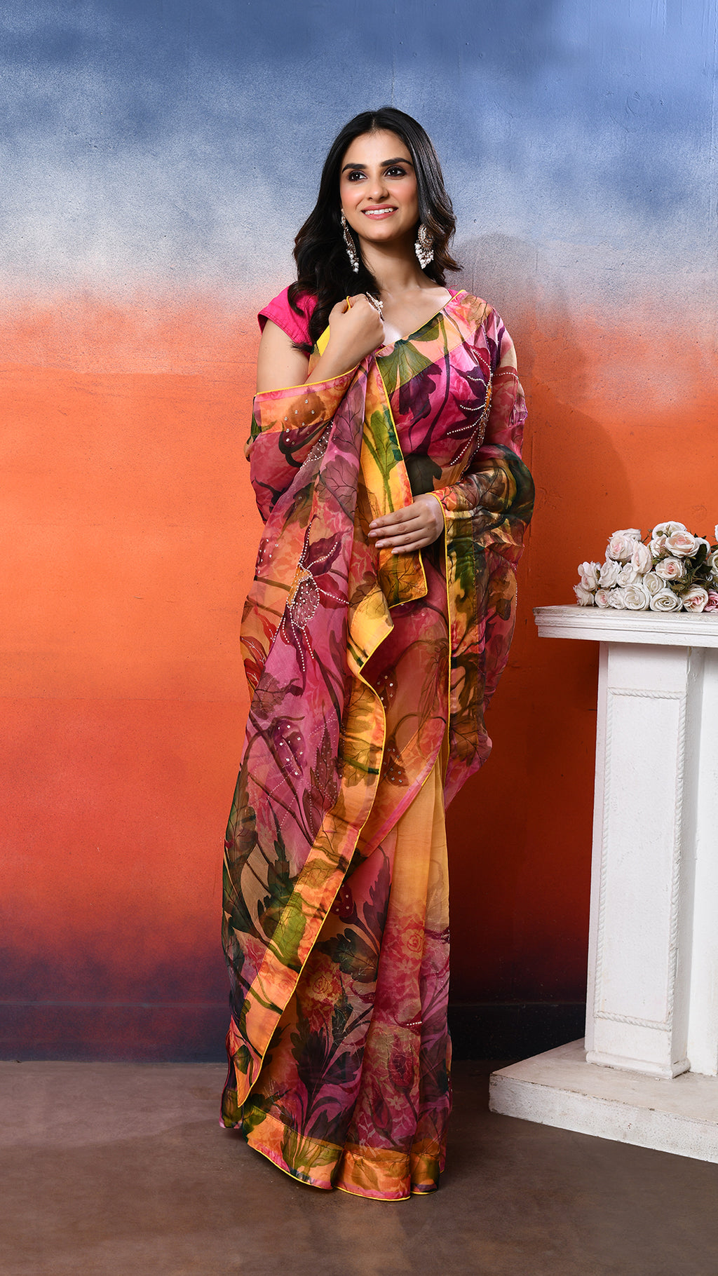 Muslin Embroidered Saree