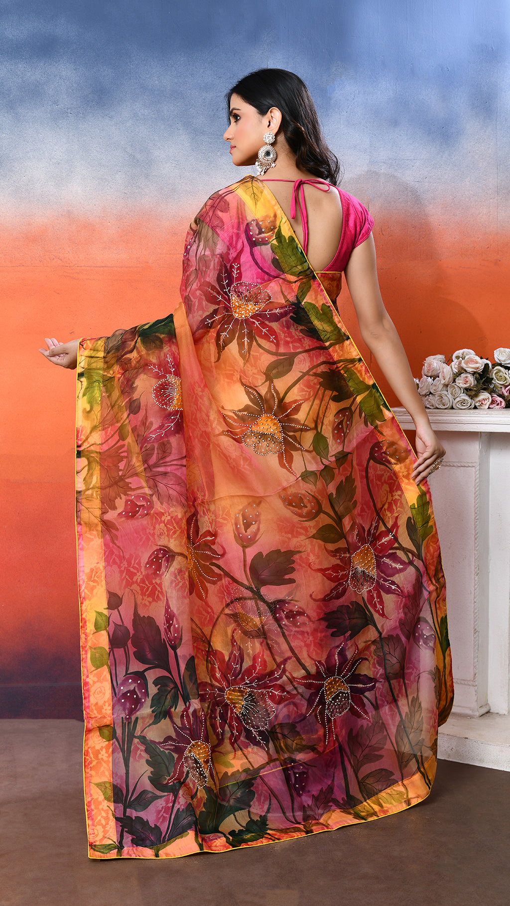 Muslin Embroidered Saree