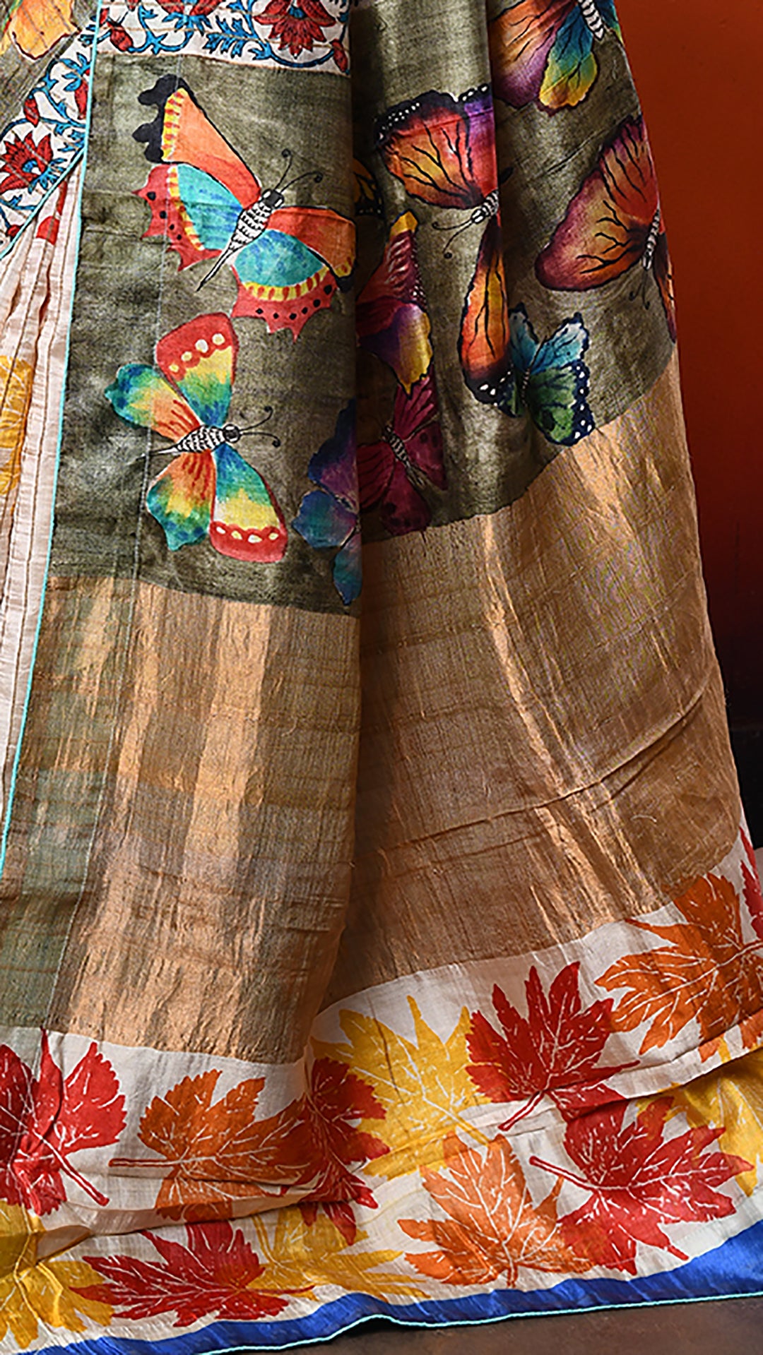 silk - Handblock Handpainted saree