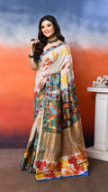 silk - Handblock Handpainted saree