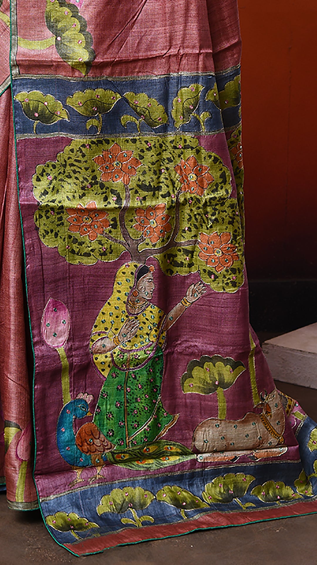Tussar Zari Handpainted Saree