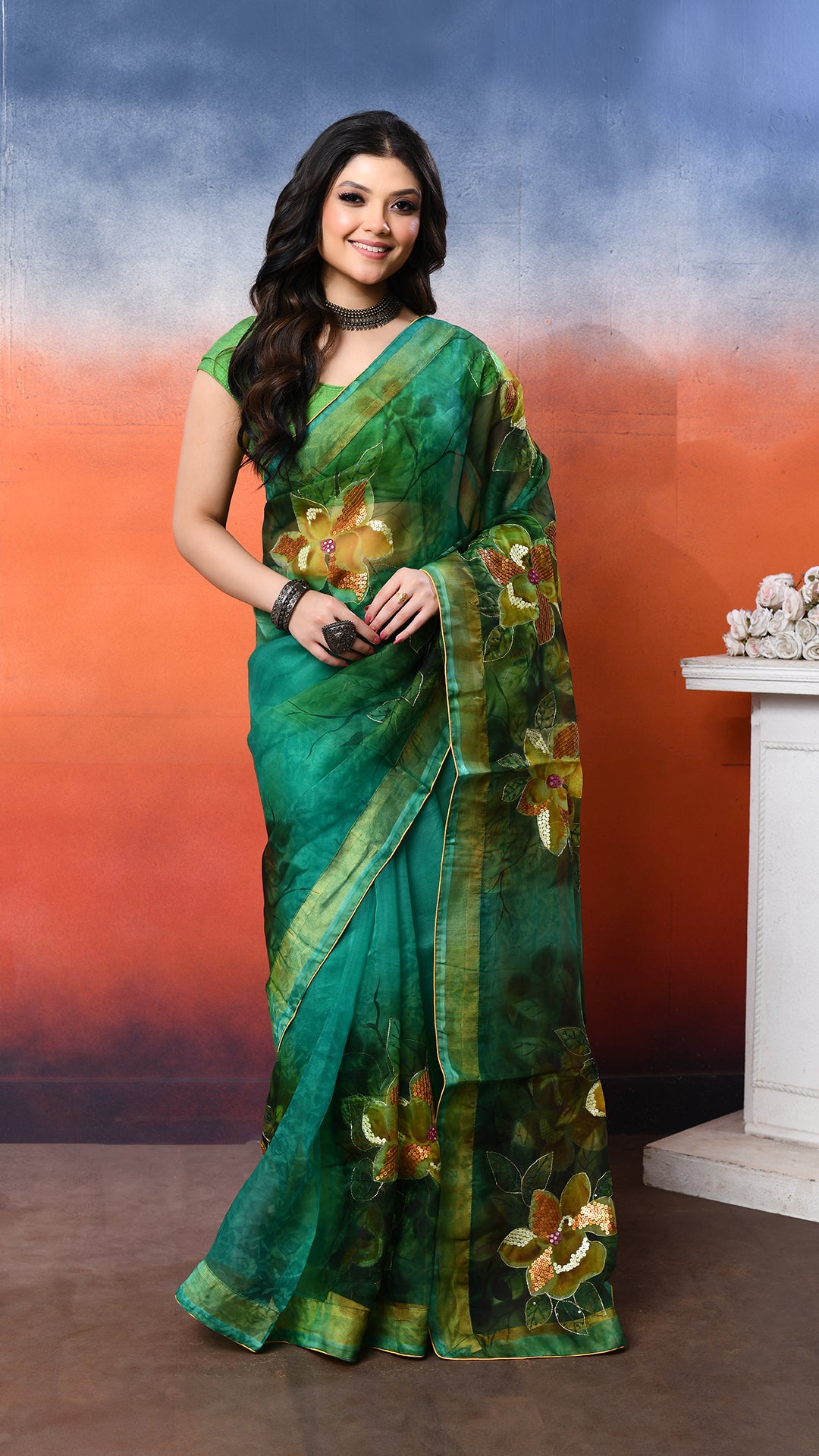 Muslin Embroidered Saree
