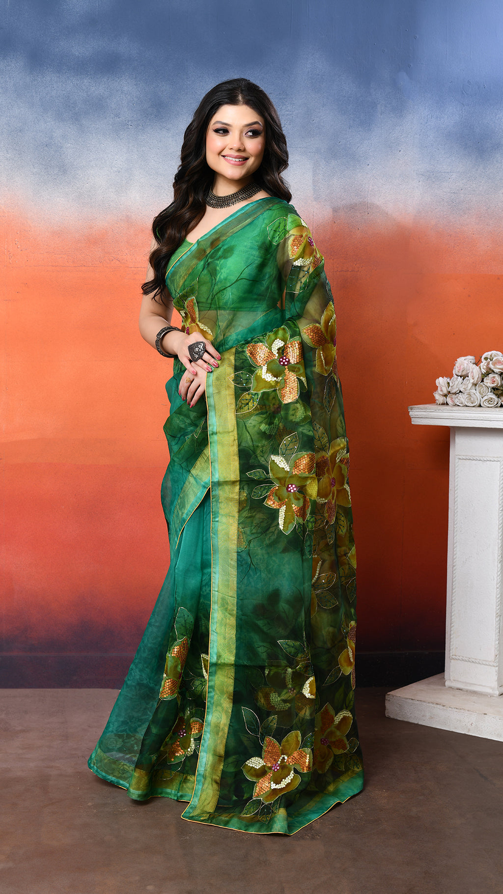 Muslin Embroidered Saree