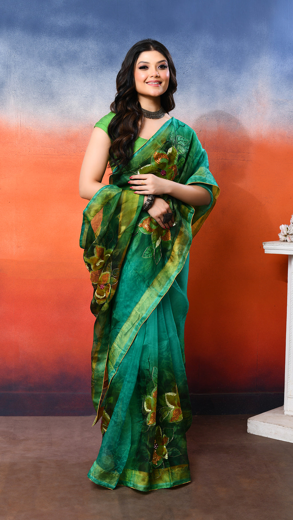 Muslin Embroidered Saree