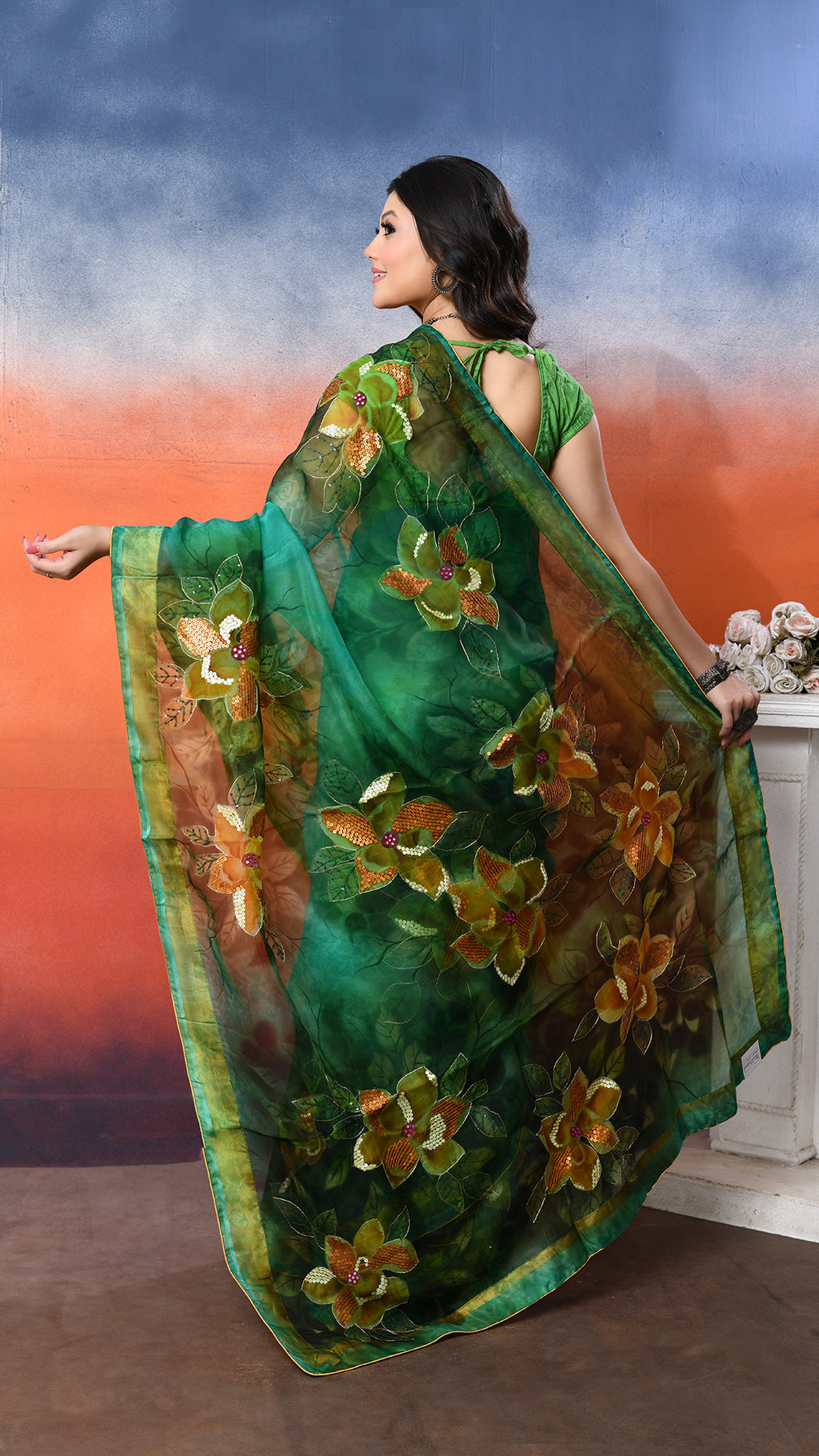 Muslin Embroidered Saree