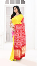Gazi Silk Tissue Palu Hand Bandhej Yellow