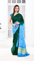 Gazi Silk Tissue Palu Hand Bandhej Green