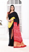 Gazi Silk Tissue Palu Hand Bandhej Black