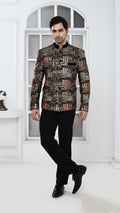 Black Velvet Embroidery Bandgala Jacket