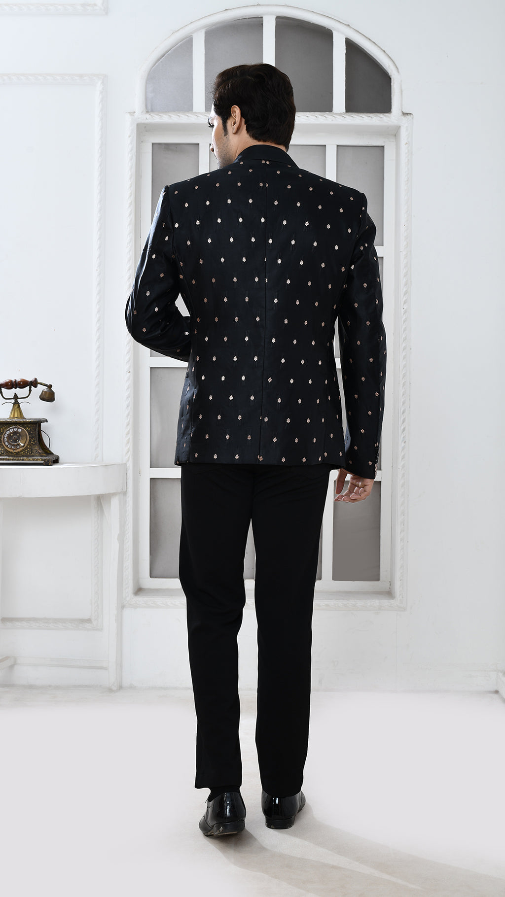 Black Banarasi Indo Western Jacket