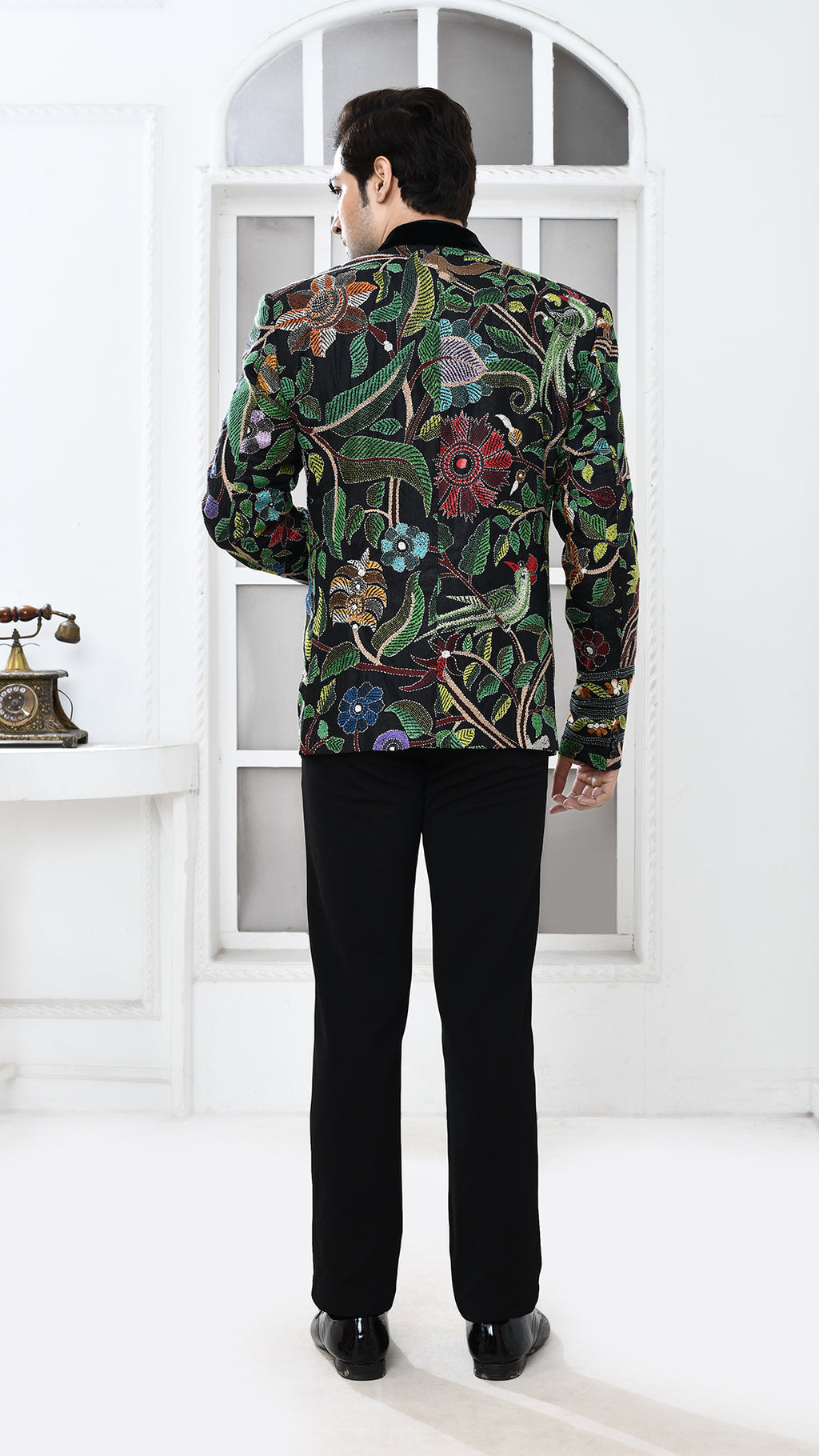 Black Nakshi Kantha Velvet Collar