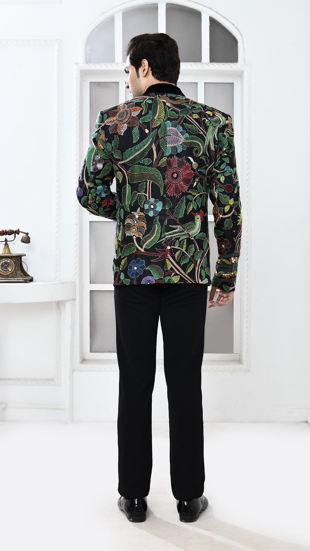Black Nakshi Kantha Velvet Collar