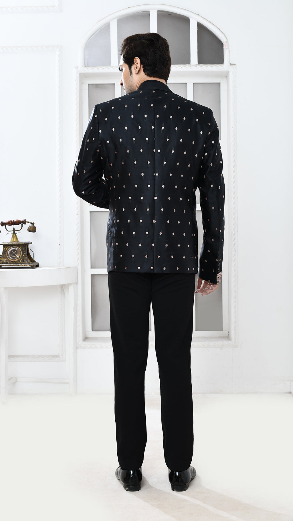 Black Banarasi Indo Western jacket