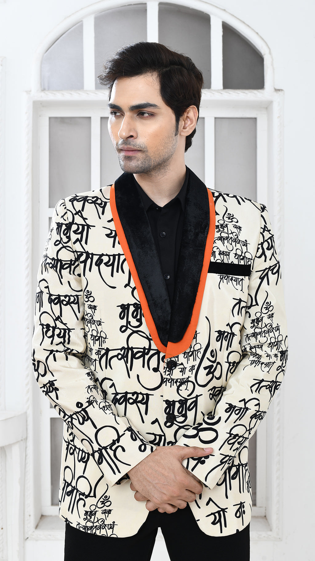 sloka print Indo Western jacket