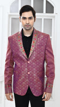 purple minakari banarasi Indo Western jacket