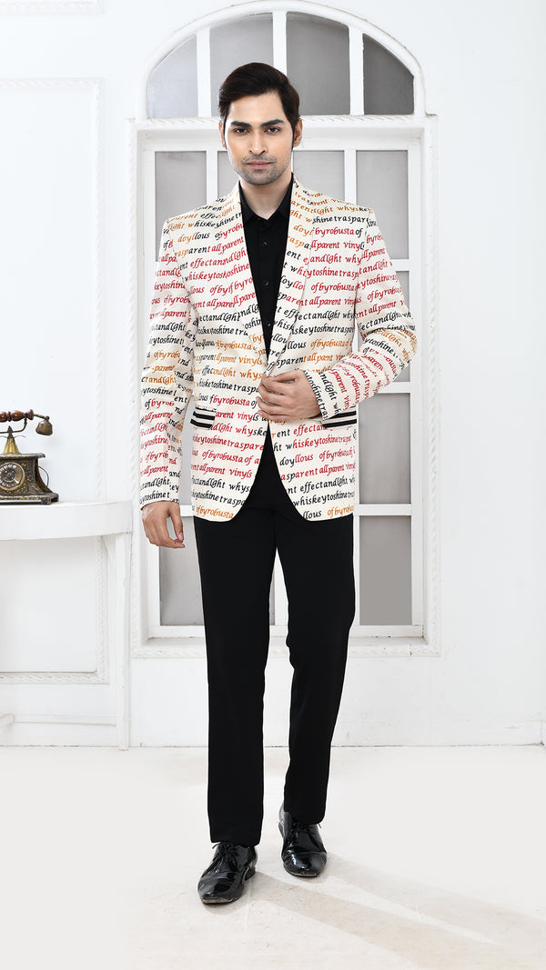 off white multicolor inscription Indo Western jacket