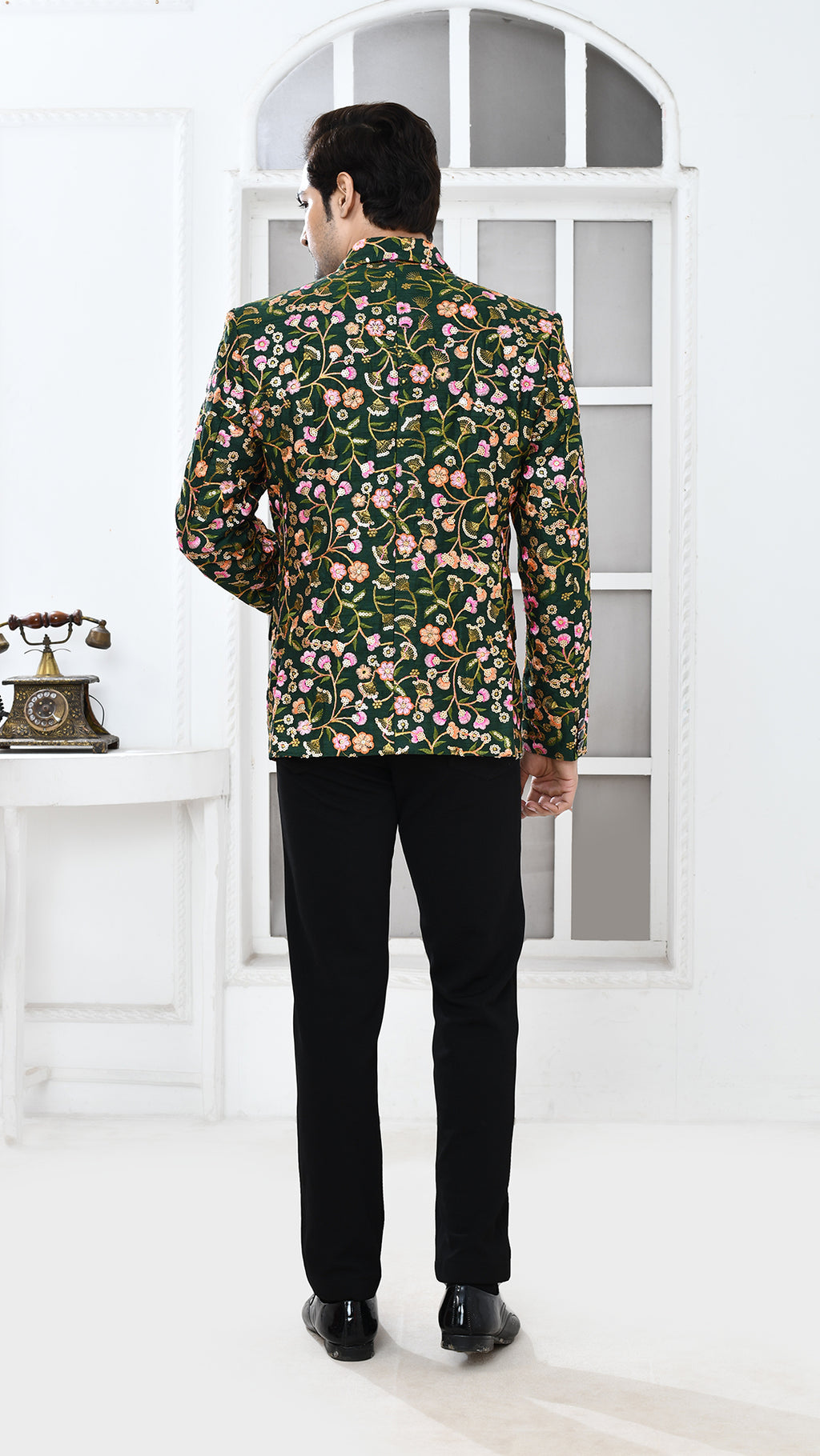 green Embroidered Indo Western jacket
